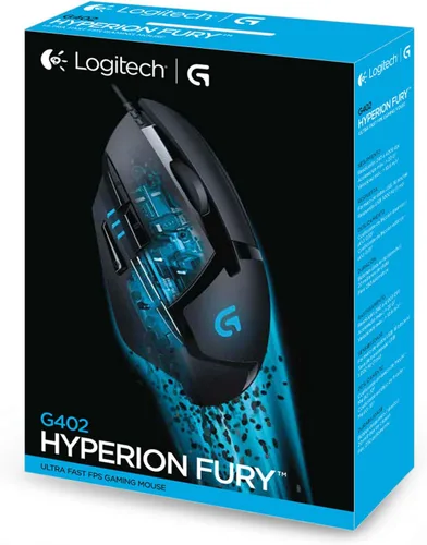 Vista 6 de Logitech G 402 Hyperion Fury Mouse para juegos con cable, 4,000 DPI, ligero, 8 botones programables, compatible con PCMac, color negro
