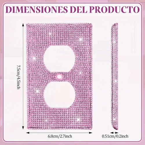 Vista 2 de Kathfly 10 placas de pared brillantes para enchufe, color rosa, tipo