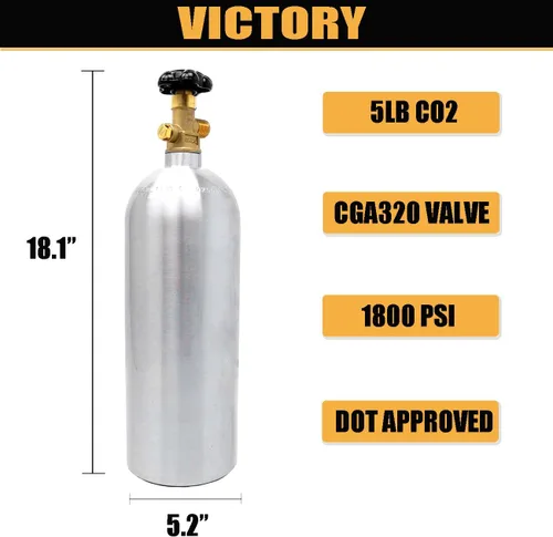 Vista 2 de Victory Cilindro de aluminio del tanque del CO2 de 5lb con la válvula CGA320