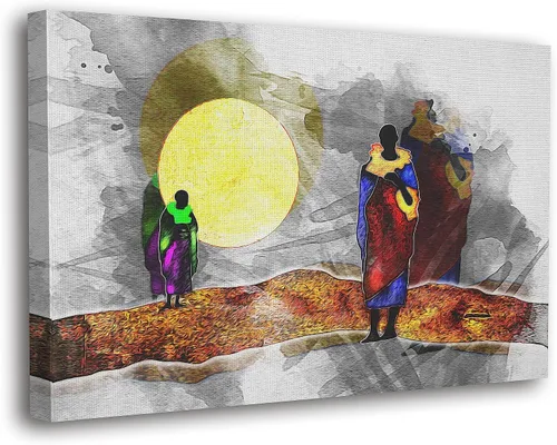 Vista 32 de SpiritualHands Máscaras africanas - Lienzo decorativo para pared, lienzo de dama africana, vibrante arte de pared africano hecho a mano