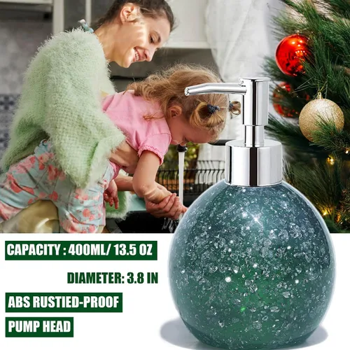 Vista 4 de LUANT Juego de accesorios de baño de resina de 3 piezas con dispensador, vaso, soporte de algodón, color verde