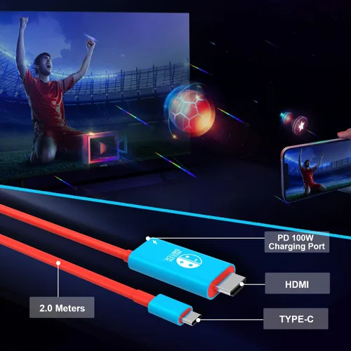 Vista 3 de YOXXZUS Switch Base portátil, adaptador de TV USB-C a HDMI para interruptorinterruptor OLED