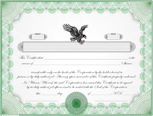 Vista 2 de Exhibitindexes Certificado de acciones corporativas: fabricado en los Estados Unidos