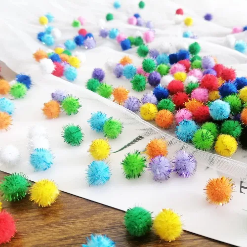 Vista 2 de Kbraveo 1000 pompones de purpurina de 1/2 pulgada para manualidades, pompones de purpurina multicolor