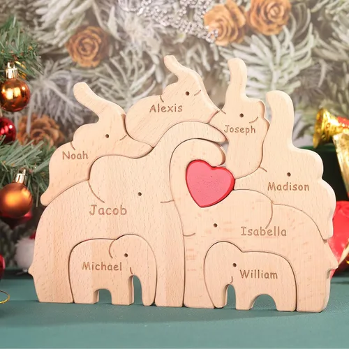 Vista 4 de Rompecabezas de madera de elefante personalizable, pieza decorativa de roble para decoración del hogar y miembro reflexivo, 3