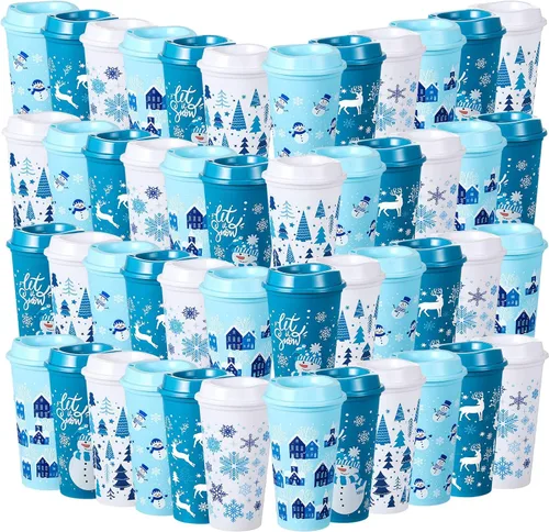 Vista 15 de Jingmore 24 vasos de café de invierno a granel de 16 onzas reutilizables