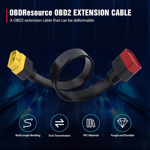 Vista 2 de Cable de extensión OBD2, herramienta profesional de escaneo de diagnóstico automotriz, cable de extensión completo de 16 pines para escáner ODBII
