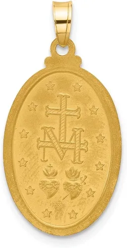 Vista 3 de Diamond2Deal Colgante ovalado de oro amarillo de 14 quilates y medalla milagrosa pulida, joyería fina para mujer, Metal