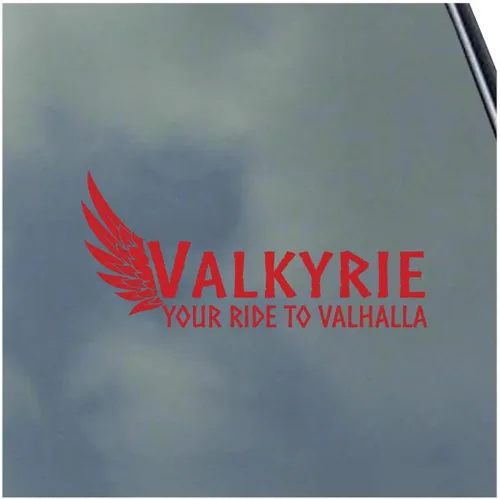 Vista 6 de Valkyrie Your Ride to Valhalla - Calcomanía de vinilo Asatru Norse God Odin Rune por KLO Graphics Negro