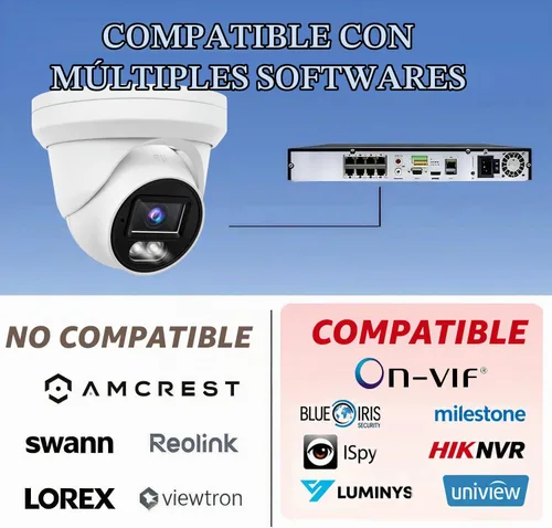 Vista 2 de Cámara de torreta IP PoE 4K 8MP al aire libre 24/7 versión nocturna a todo color 0.1 in 105° gran angular, H.265, IP67, compatible con Uniview NVR