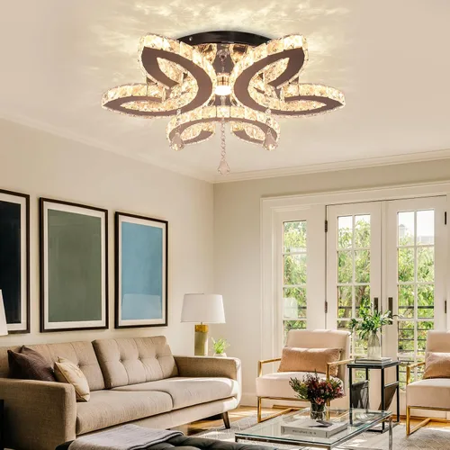 Vista 2 de FRIXCHUR Lámpara de techo LED de cristal regulable de 20.4 pulgadas