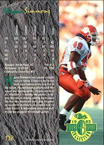 Vista 2 de 1993 Classic Four Sport #178 Wayne Simmons - Tarjeta de intercambio