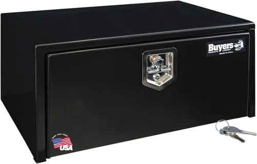 Vista 31 de Buyers Products 1703349 - Caja de acero negro para debajo de la carrocería con pestillo de mango en T, 14 x 12 x 18 pulgadas, caja de herramientas