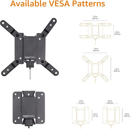 Vista 5 de Amazon Basics Soporte de pared fijo plano para TV se ajusta a TVs de 12 a 40 pulgadas y VESA 200x200, negro