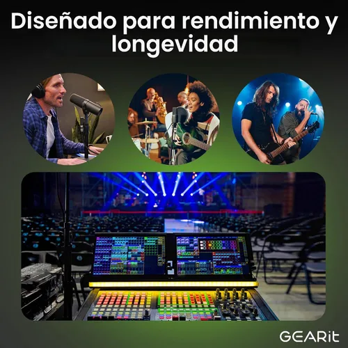 Vista 6 de GEARit Cables DMX de 25 pies, paquete de 2 pines macho a hembra para DJs y Negro
