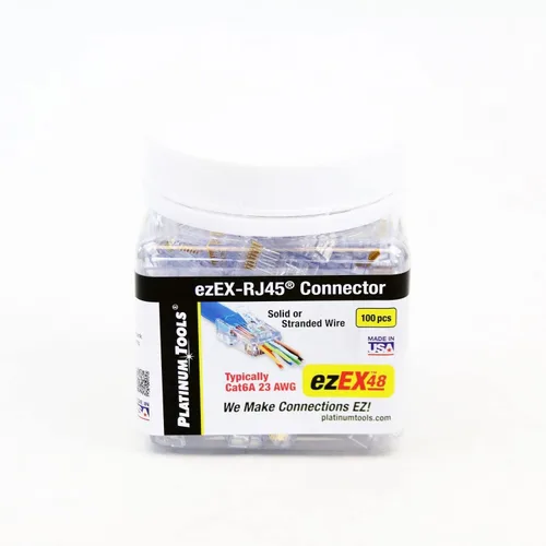 Vista 4 de Platinum Tools 202048J ezEX48 Conector para terminación de cable Ethernet, 100 por tarro