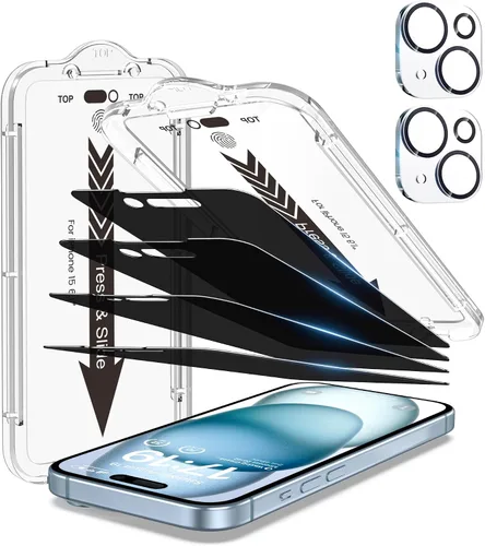 Vista 11 de EZ-GLAZ - Paquete de 4 + 2 protectores de pantalla de privacidad para iPhone 13 [6.1 pulgadas] con protector de lente de cámara