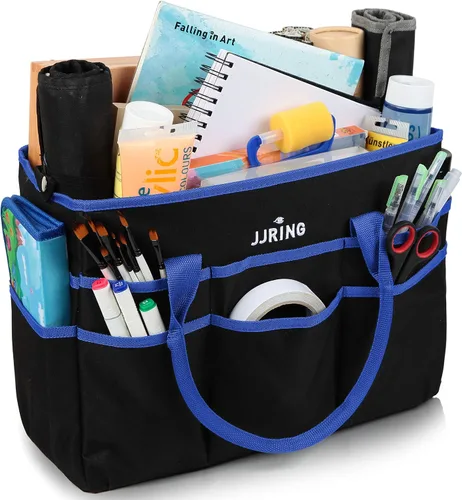 Vista 9 de Jjring Fundamental Organizer - Bolsa de nailon 600D para artistas, borde azul