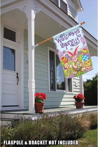Vista 2 de Toland Home Garden 101174 - Bandera de Pascua de primavera de bienvenida de 28 x 40 pulgadas, bandera de jardín de Pascua de doble cara para casa al
