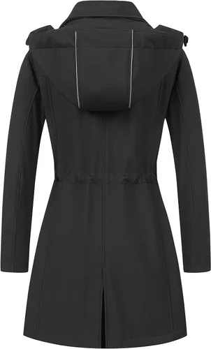 Vista 2 de CREATMO US Chaqueta táctica ligera impermeable larga Softshell para mujer cortavientos con forro polar