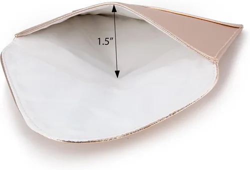 Vista 3 de Bolsa de embrague extra pequeña, 6.3 x 5.1in, color dorado rosa metálico para cosméticos, maquillaje, teléfono móvil y cartera, hecha de piel vegana