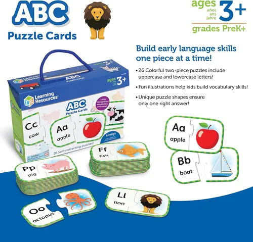 Vista 6 de Learning Resources Tarjetas de rompecabezas ABC, preparación para el jardín de infantes, rompecabezas autocorrectivos, juegos de aprendizaje