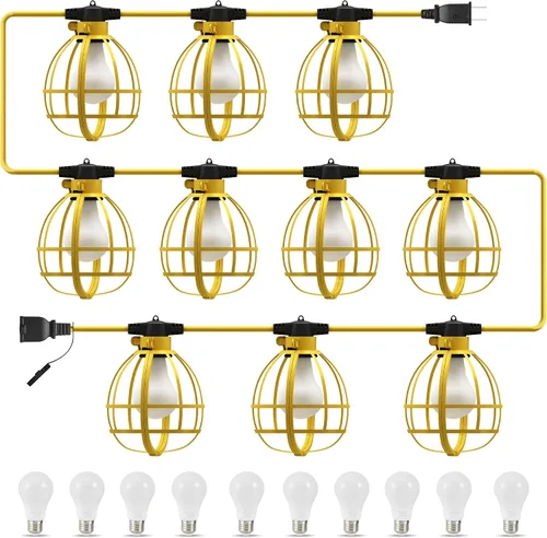 Vista 9 de LEDIARY 50FT Construction String Lights, 5 Bulbs 50W 5250LM Work Lights
