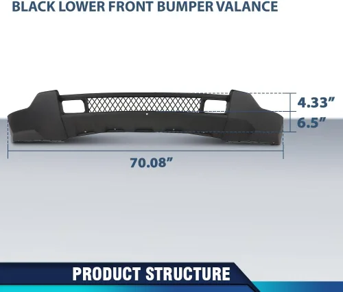 Vista 8 de PIT66 Cenefa de parachoques delantero negro inferior compatible con Jeep Grand Cherokee 2011-2013, apto para modelos con moldura cromada inferior