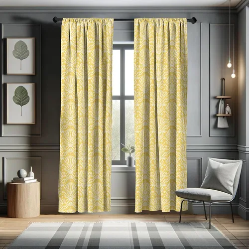 Vista 5 de Ambesonne Cortinas florales para ventana, rítmico Ikat Damasco inspirado en flores delicadamente ilustración gráfica, decoración ligera, juego de 2