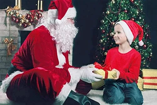 Vista 7 de KLLOUZE Christmas Santa Claus Suit, Adult Men's Santa Costume, Xmas Classic Flannel Cosplay Clothes, Santa Fancy Suits Outfit