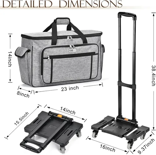 Vista 5 de CAB55 Estuche de transporte con ruedas para Cricut Maker 3/Maker 4/Maker/Explore 4/Explore 3/Explore Air 2, bolsa de almacenamiento de doble capa