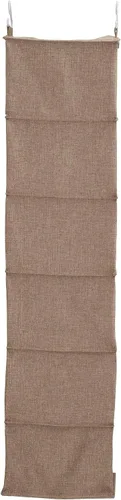 Vista 6 de Household Essentials Organizador de armario colgante de 6 estantes, estante colgante de armario, estantería de tela de lino y PEVA, beige