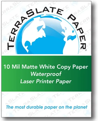 Vista 10 de TerraSlate Premium - Papel impermeable para lluvia, clima, 10 mil, 8.5 x 11 pulgadas, blanco, papel de impresora duradero (25 hojas)