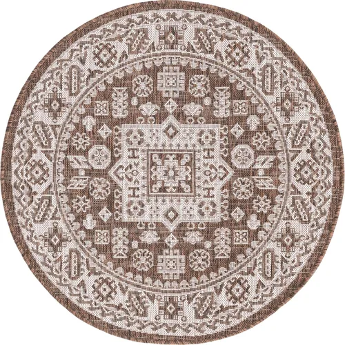 Vista 76 de Unique Loom Outdoor Aztec Collection Alfombra de área, Chalca (5 pies 3 pulgadas, octágono, aguamarina/marfil)