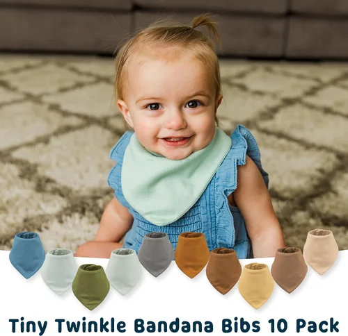 Vista 8 de Tiny Twinkle Baberos tipo bandana - Baberos resistentes al agua y absorbentes para baba y dentición