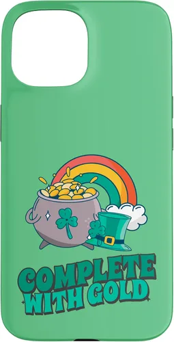 Vista 6 de iPhone 16 completo con oro - Funda con diseño de arcoíris y fortuna