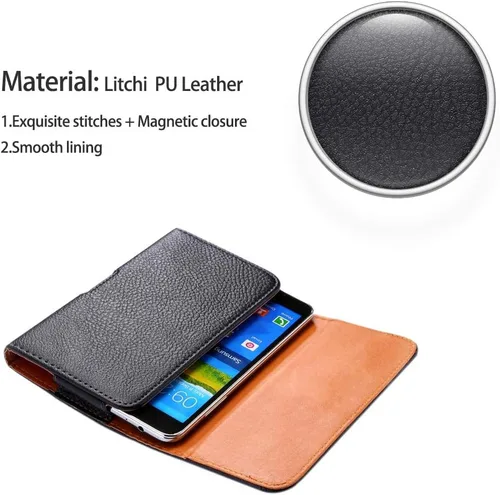 Vista 3 de Funda para iPhone mini, SE 2020, 8, 7, 6, 6s, 6s, funda de cuero para cinturón con clip para teléfono celular