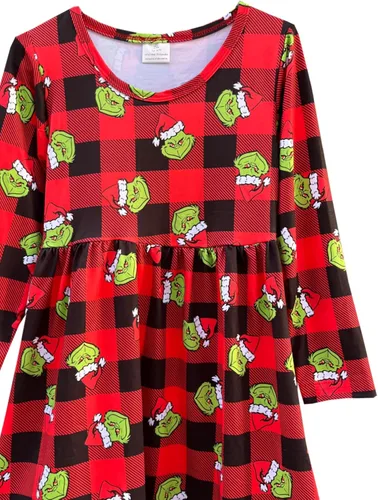 Vista 3 de Adorable Baby Girls Merry Christmas Dress, Fit for Toddler Girls, Crew Neck Collar, Flutter Sleeves, Knee Length