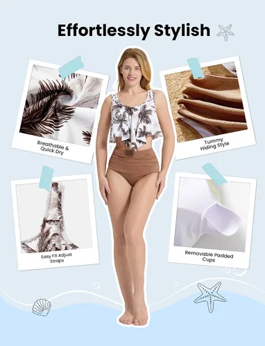 Vista 5 de PATPAT Traje de baño familiar a juego de dos piezas hawaiano tropical playa bikini y traje de baño conjunto de trajes de baño para mamá y yo