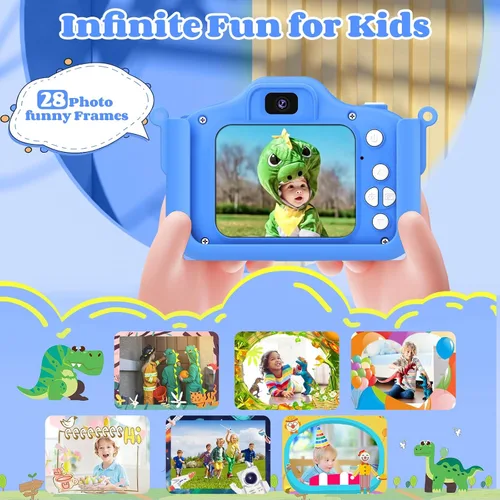 Vista 4 de Cámara para niños de 3 a 8 años para niñas y niños, cámara de 48MP con doble lente 1080P para niños pequeños, videocámara digital para niños