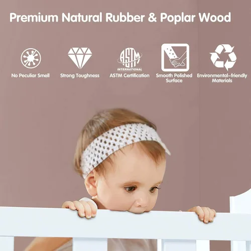 Vista 3 de Costzon Cama convertible 2 en 1 para niños pequeños, cama clásica de madera para niños con 2 barandillas laterales, estribo para mayor seguridad