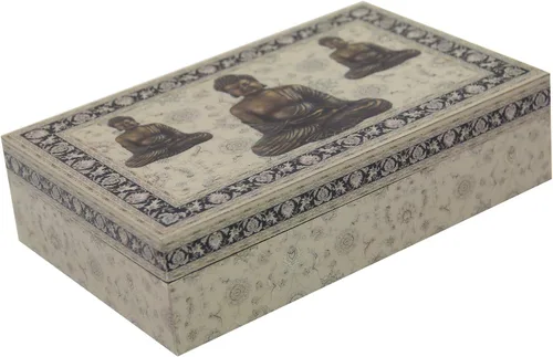 Vista 2 de DharmaObjects Caja de almacenamiento decorativa para joyas (Buddha Zen, 8 x 5 pulgadas)