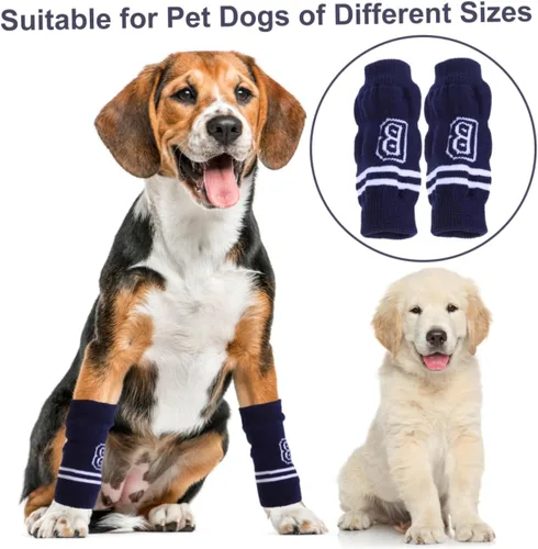 Vista 3 de Toddmomy Protector de codo de perro para mascotas, mangas de punto para piernas, cubiertas cálidas para piel sensible, elástico duradero