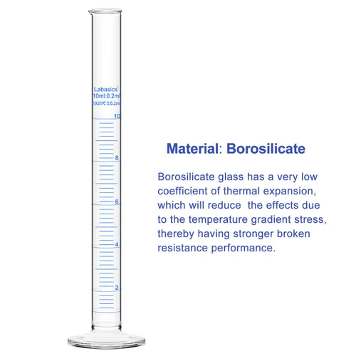 Vista 4 de Labasics Cilindro graduado de pared pesada de vidrio borosilicato, 4 unidades, 0.3 fl oz