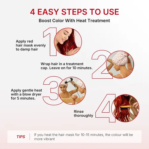 Vista 8 de Karseell Acondicionador Depositante de Color Mascarilla Capilar Roja Potenciador de Color, Hidrata y Realza los Tonos Rojos para Cabello Tratado