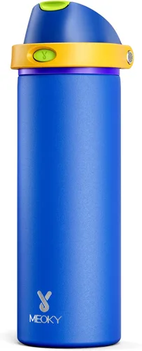 Vista 46 de Botella de agua de 24 onzas para el día de San Valentín: Botella de agua de acero inoxidable Meoky con popote y tapa de boquilla, a prueba de fugas