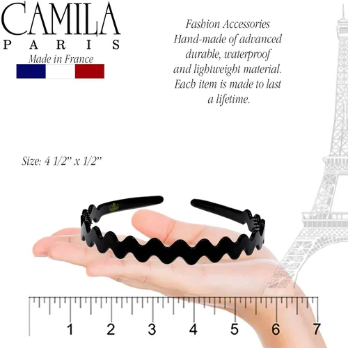 Vista 4 de Camila Paris CP3295 - Diadema francesa para mujer, negra, banda de pelo con fuerte agarre para mujeres, ligera y muy flexible, sin deslizamiento