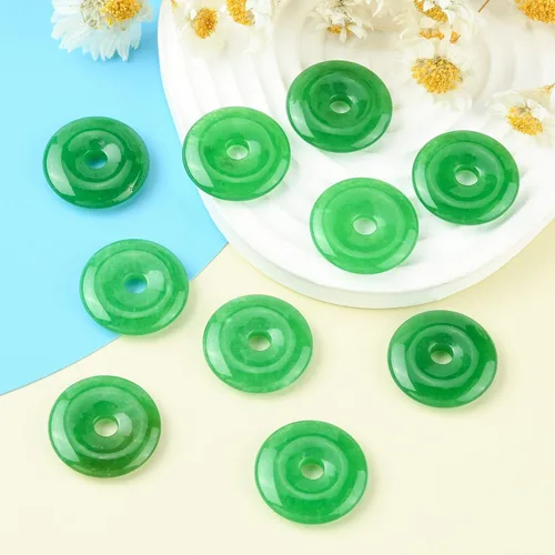 Vista 7 de KitBeads 10 dijes de dona de jade natural, dije curativo de chakras, círculo, moneda, cuarzo para hacer collares, joyas
