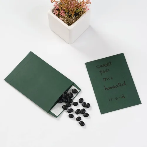 Vista 4 de 100 Pack Seed Envelopes Self-Adhesive, 3 1/4 x 4 1/2 inches, Dark Green Verde oscuro