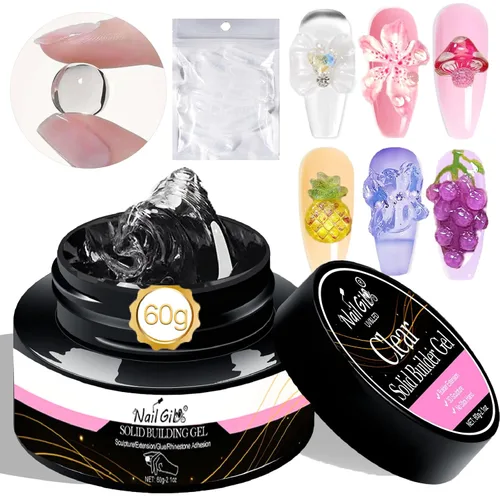 Vista 9 de NAILGIL - Gel 3D para arte de uñas, sin hemas, 3.53 oz de gel sólido constructor para esculpir las manos no pegajosas para extensiones, modelado